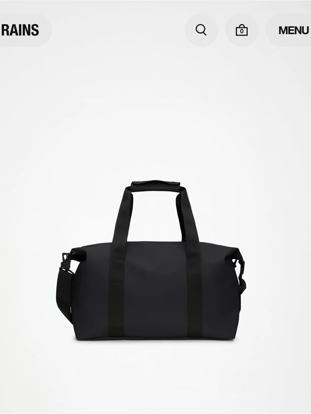 RAINS Black Weekend Duffel Bag SMALL